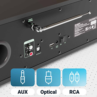 MAJORITY Quadriga Müzik Sistemi Siyah (CD, WiFi, BT, AUX, Radyo)