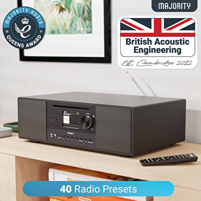 MAJORITY Quadriga Müzik Sistemi Siyah (CD, WiFi, BT, AUX, Radyo)