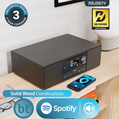 MAJORITY Quadriga Müzik Sistemi Siyah (CD, WiFi, BT, AUX, Radyo)