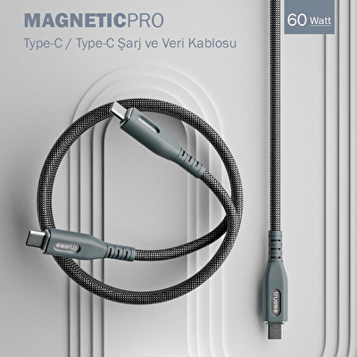TRUEBO MagneticPro Dayanıklı Şarj ve Veri Kablosu - Siyah