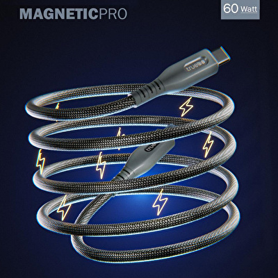 TRUEBO MagneticPro Dayanıklı Şarj ve Veri Kablosu - Siyah