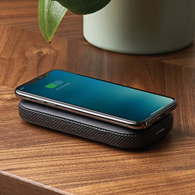 LEXON Powersound Deri Kablosuz Şarj Cihazı ve Bluetooth Hoparlör Siyah