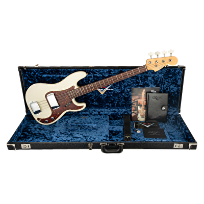 Fender Custom Shop 1963 Precision Bass Journeyman Relic Aged Olympic White Bas Gitar