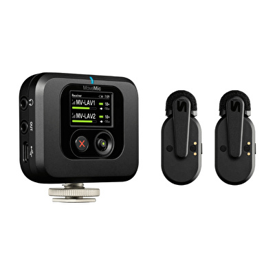 SHURE MoveMic Two Receiver Kit İki kanal Kablosuz Yaka Mikrofonu(Alıcı Dahil)