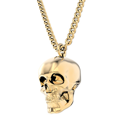 CHOCLI 18 Ayar Altın Kaplama Skull Kolye