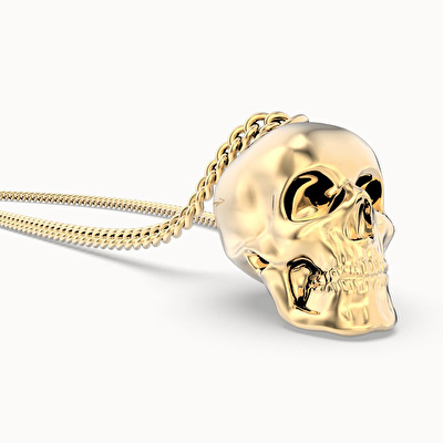 CHOCLI 18 Ayar Altın Kaplama Skull Kolye