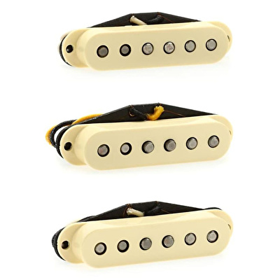 Fender Vintage '57/'62 Stratocaster Pickups RWRP Aged White Set of 3 Manyetik Seti