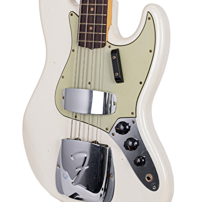 Fender Custom Shop Limited Edition 1964 Jazz Bass Journeyman Relic Aged Olympic White Bas Gitar