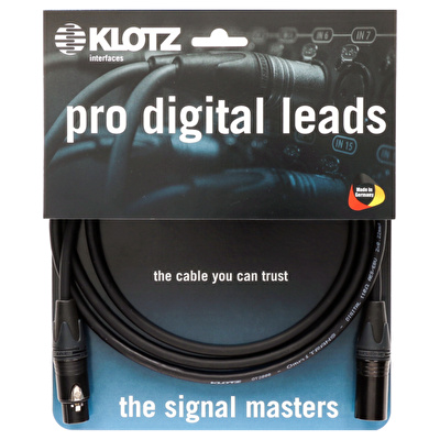 Klotz Pro Dijital Lead D3 XLR NEUTRIK Uçlu Siyah AES & DMX Kablosu 5mT