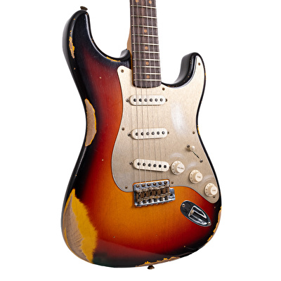 Fender Custom Shop Limited Edition 1959 Stratocaster Heavy Relic Roasted Akçaağaç Klavye Wide Fade 3 Color Sunburst Elektro Gitar