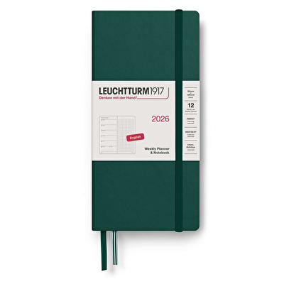 LEUCHTTURM 1917 Haftalık Planner & Ajanda Defter Noktalı Wallet (B6+ x A6) 2026, Orman Yeşili, İngilizce