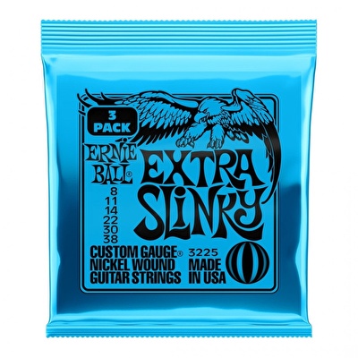 ERNIE BALL Extra Slinky 8-38 Nickel Wound 3lü Paket Elektro Gitar Teli