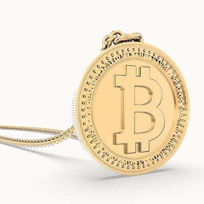 CHOCLI 18 Ayar Altın Kaplama Bitcoin Kolye