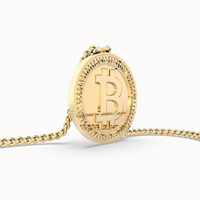 CHOCLI 18 Ayar Altın Kaplama Bitcoin Kolye