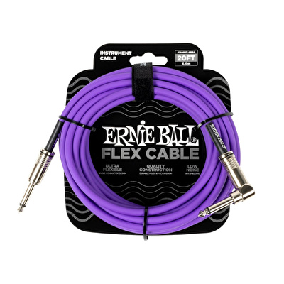 ERNIE BALL Enstrüman Kablosu Esnek Düz Açılı 20Ft - Purple