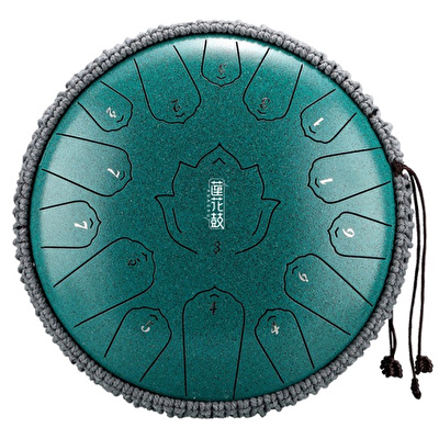 YOGIXO Tongue Drum 15 Notalı 12″ Lotus Desenli - Malachite