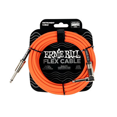 ERNIE BALL Enstrüman Kablosu Esnek Düz Açılı 20Ft - Orange