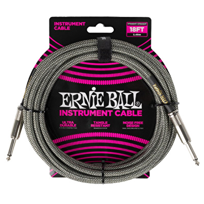 Ernie Ball 18ft. Braided Silver Fox Enstrüman Kablosu