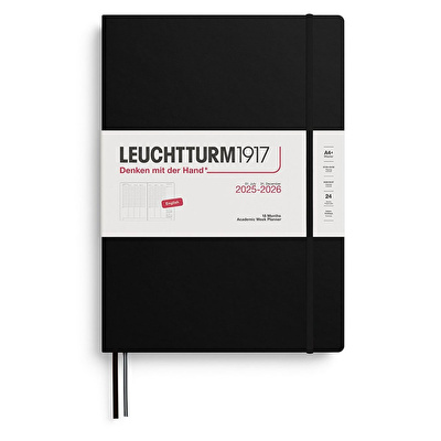 LEUCHTTURM Master Boy (A4+) Akademik 18 Aylık Hafta Ajandası 2026 Sert Kapak, İngilizce, Siyah