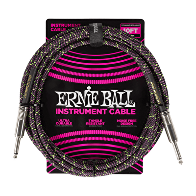 Ernie Ball 10ft. Braided Purple Python Enstrüman Kablosu