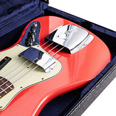Fender Custom Shop Limited Edition 1964 Jazz Bass Journeyman Relic Aged Fiesta Red Bas Gitar