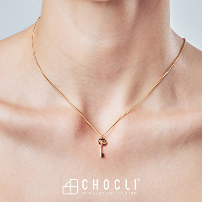 CHOCLI 18 Ayar Altın Kaplama Love Key Kolye