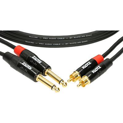 Klotz Pro Twincable Altın Uçlu 2x TS - 2x RCA 1,5mt İkili Siyah Kablo