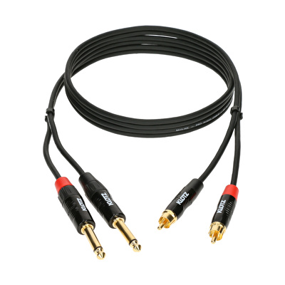 Klotz Pro Twincable Altın Uçlu 2x TS - 2x RCA 1,5mt İkili Siyah Kablo