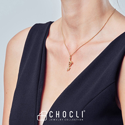 CHOCLI 18 Ayar Altın Kaplama Love Snake Kolye