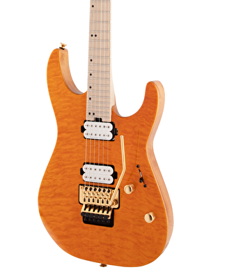 Charvel Pro Mod DK24 HH Mahogany  Quilt Maple Top Floyd Rose Akçaağaç Klavye Dark Amber Elektro Gitar