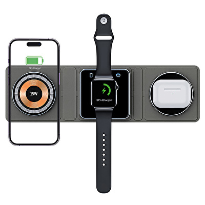 SUNIX 15W 3in1 Kablosuz Şarj Standı