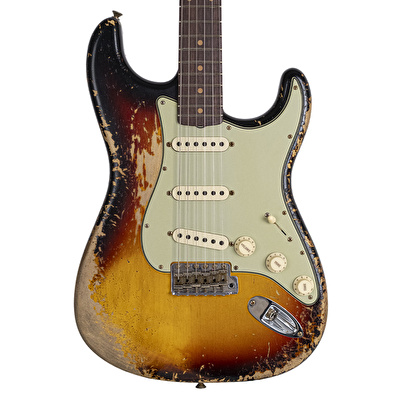 Fender Custom Shop Limited Edition 1961 Stratocaster Akçaağaç Klavye Super Heavy Relic Super Faded Aged 3 Ton Sunburst Elektro Gitar