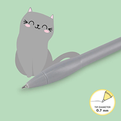 LEGAMI Işıklı Başlıklı Tükenmez Kalem - Kedi
