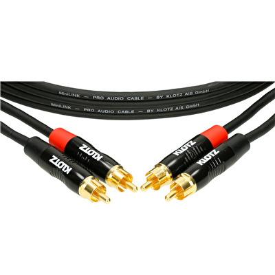 Klotz Pro Twincable Altın Uçlu 2x RCA - 2x RCA 90cm İkili Siyah Kablo 