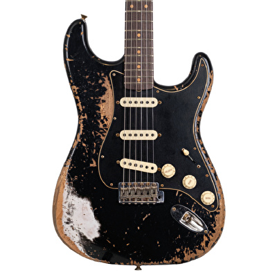 Fender Custom Shop Limited Edition Dual-Mag II Stratocaster Super Heavy Relic Aged Black Elektro Gitar