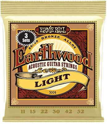 Ernie Ball P03004 11-52 Earthwood  Light 8020 Brnz Akustik Tel Seti 3lü Paket