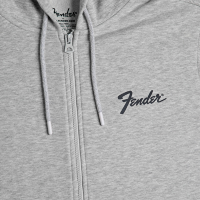 FENDER® Transition Logo Fermuarlı Gri Hoodie