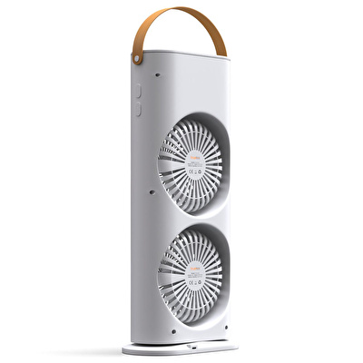 TRUEBO AirWind - Masaüstü Buhar Püskürtmeli Taşınabilir Şarjlı Led Işık Çift Fanlı Vantilatör - Beyaz
