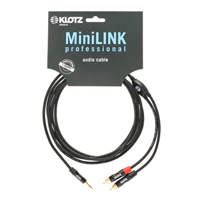 Klotz Pro Altın Uçlu Mini TRS Jack - 2x RCA Siyah 3m Y-Kablo