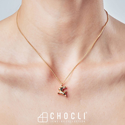 CHOCLI 18 Ayar Altın KaplamaTavşan Kolye