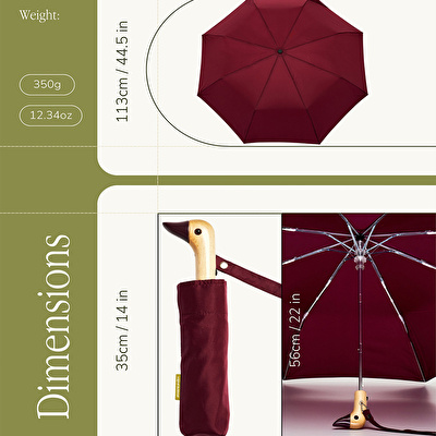 ORIGINAL DUCKHEAD Duck Kompakt Şemsiye -Bordo