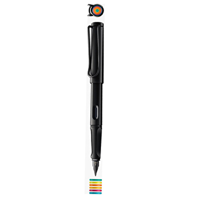 LAMY Safari Dolma Kalem Metal Klips M Uç All Black Multi Coloured Rings Set