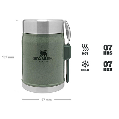 STANLEY 0.4L Classic Food Jar - Hammertone Green /Yeşil Kaşıklı Yemek Termosu