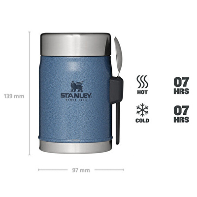 STANLEY 0.4L Classic Food Jar - Hammertone Lake/Mavi Kaşıklı Yemek Termosu