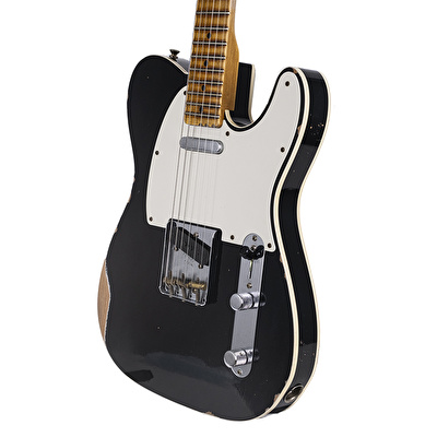 Fender Custom Shop 1959 Telecaster Relic Akçaağaç Klavye Aged Black Elektro Gitar