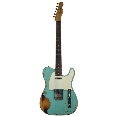 Fender Custom Shop W21 Limited Edition 1960 Telecaster Custom Heavy Relic Gülağacı Klavye Seafoam Green over 3-Color Sunburst