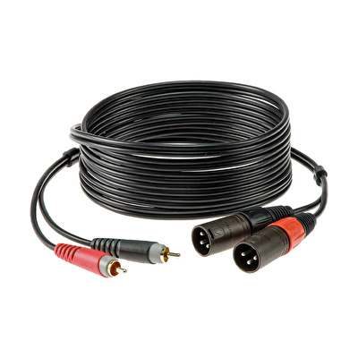 Klotz Twincable 2x RCA - 2x XLR Erkek 2mt Siyah İkili Kablo