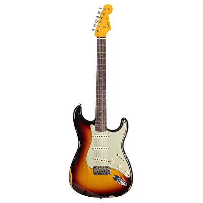 Fender Custom Shop Limited Edition Fat 1959 Stratocaster Relic Chocolate 3 Ton Sunburst Elektro Gitar