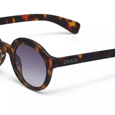 OKKIA Lauro Unisex Yuvarlak Güneş Gözlüğü Klasik Havana Siyah Gradyan
