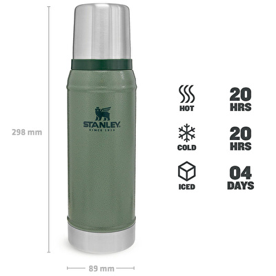 STANLEY 0.75 L Classic Legendary Bottle Hammertone Green - Yeşil Matara